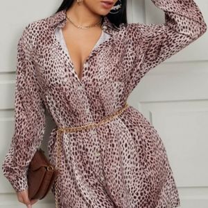 Women's Leopard Long Sleeved Minidress